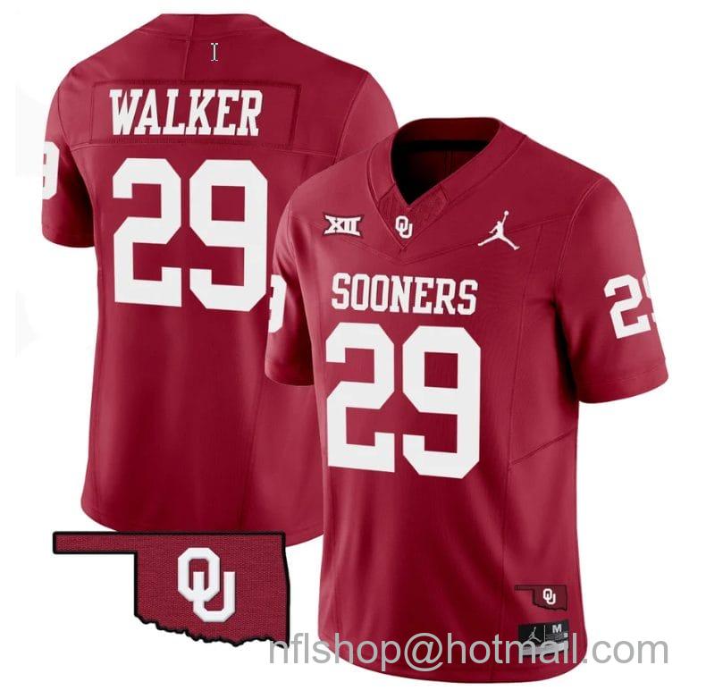 Men's Jordan Brand Tawee Walker Jersey #29 Oklahoma Sooners Vapor Limited College Football Stitched Red