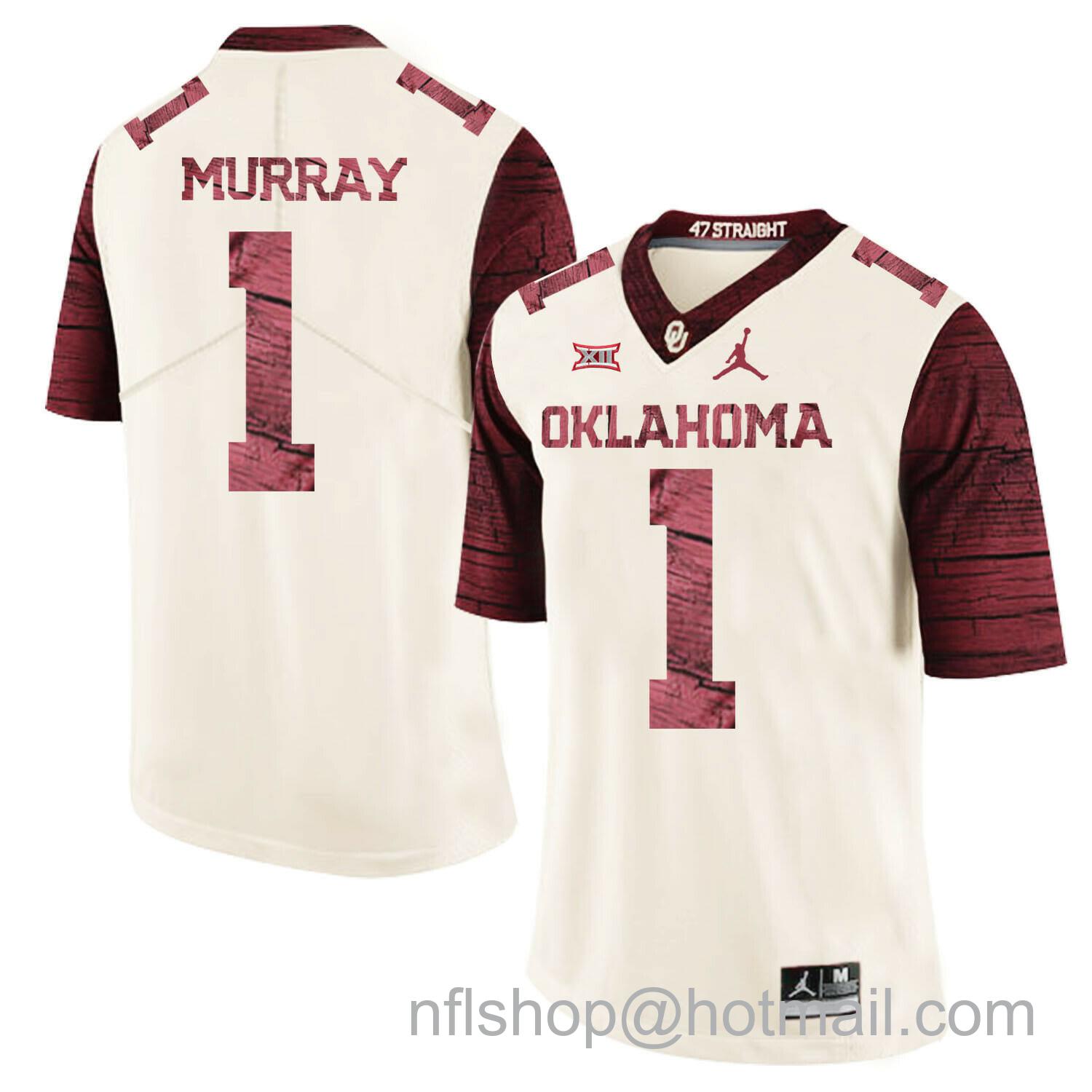 Men's Jordan Brand Oklahoma Sooners #1 Kyler Murray Football Jersey Firewood Pattern White