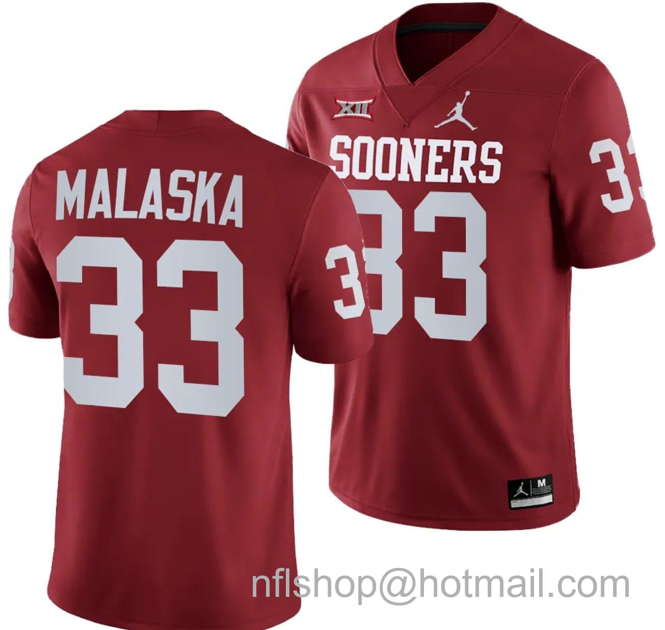 Men's Jordan Brand Jocelyn Malaska Jersey #33 Oklahoma Sooners 2024 College Football Crimson