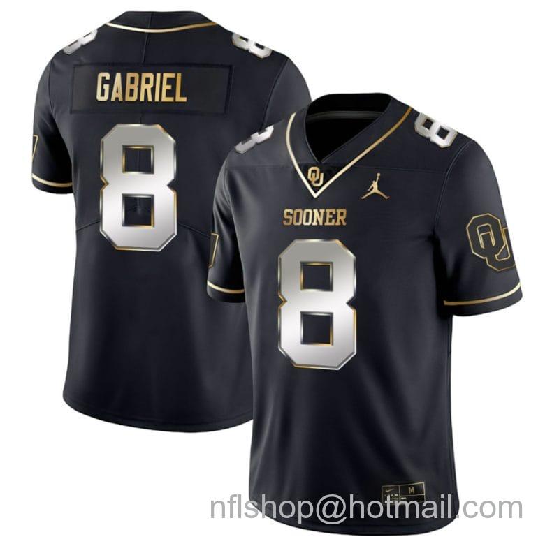 Men's Jordan Brand Dillon Gabriel Jersey #8 Oklahoma Sooners College Football Stitched Black Gold