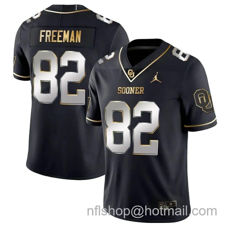 Men's Jordan Brand Gavin Freeman Jersey #82 Oklahoma Sooners College Football Stitched Black Gold