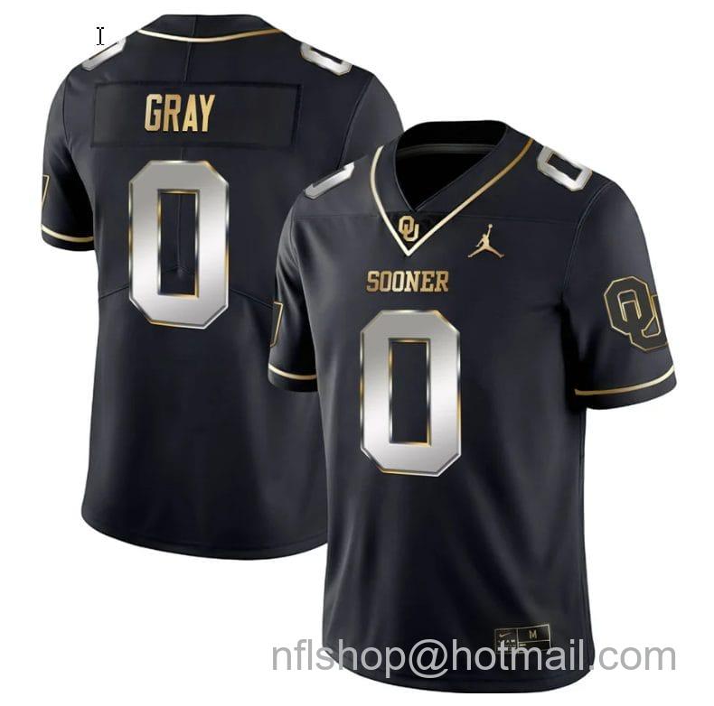 Men's Jordan Brand Eric Gray Jersey #0 Oklahoma Sooners College Football Stitched Black Gold