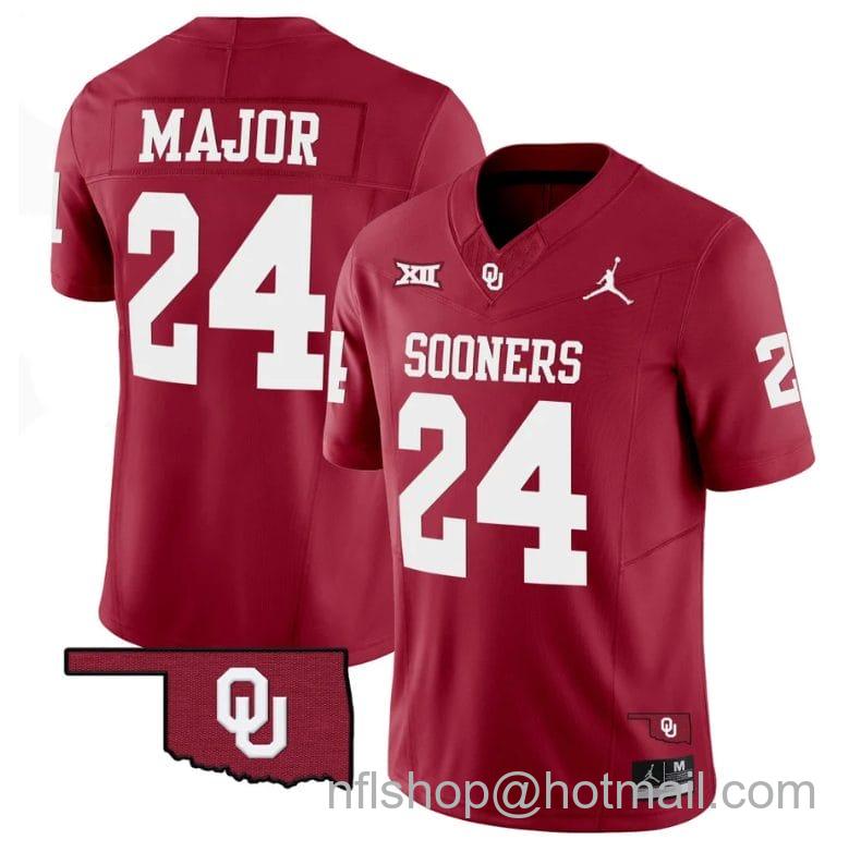 Men's Jordan Brand Marcus Major Jersey #24 Oklahoma Sooners Vapor Limited College Football Stitched Red