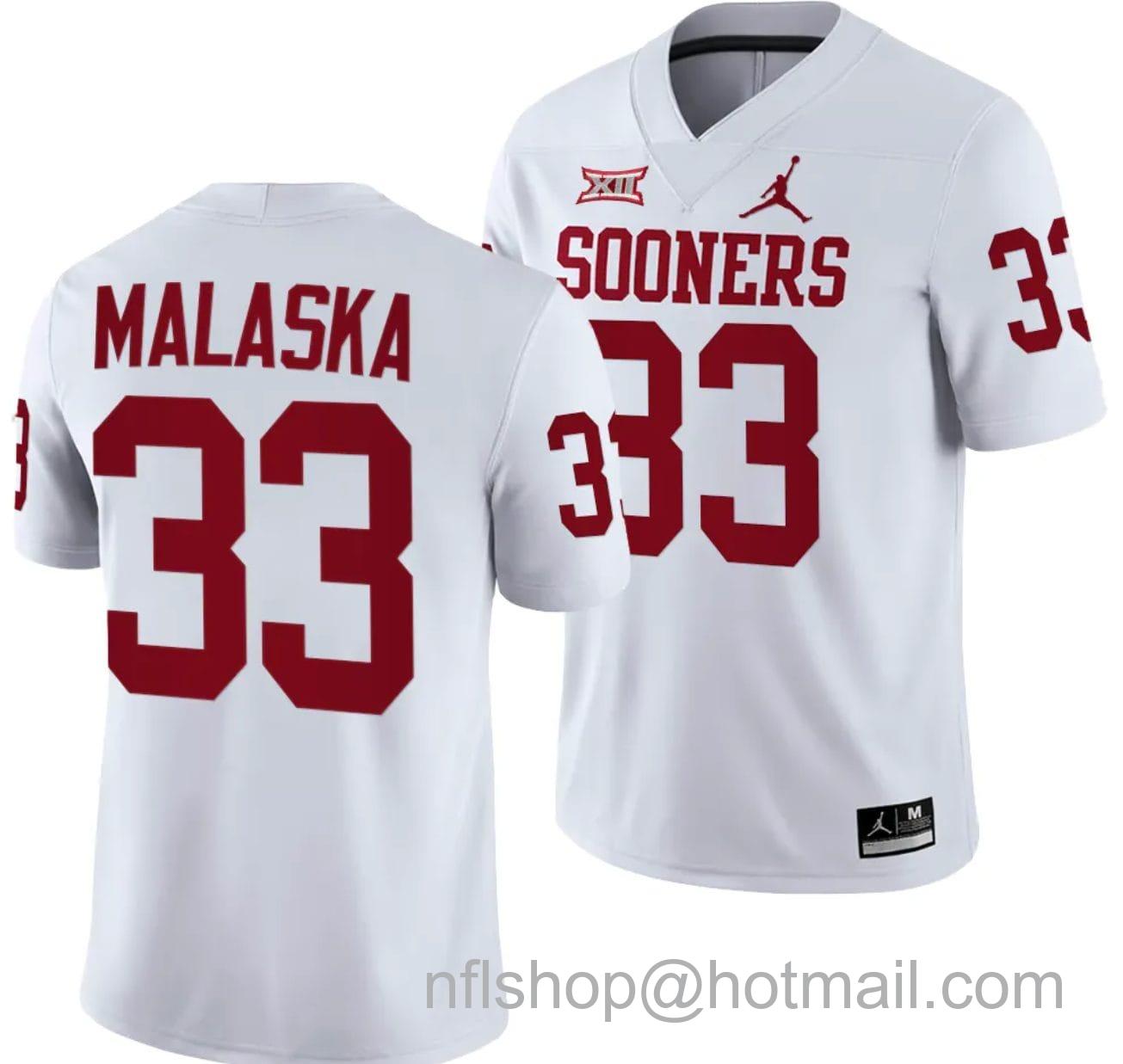 Men's Jordan Brand Jocelyn Malaska Jersey #33 Oklahoma Sooners 2024 College Football White