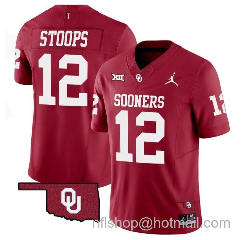 Men's Jordan Brand Drake Stoops Jersey #12 Oklahoma Sooners Vapor Limited College Football Stitched Red