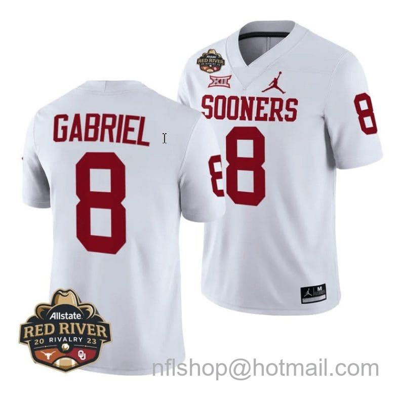 Men's Jordan Brand Dillon Gabriel Jersey #8 Oklahoma Sooners Allstate Red River Rivalry College Football Stitched White