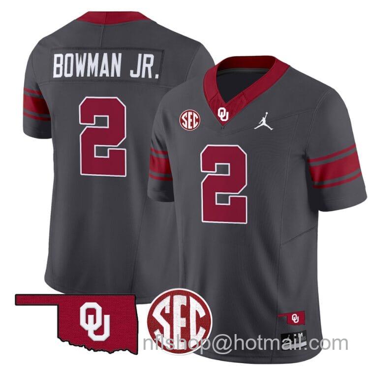 Men's Jordan Brand Billy Bowman Jr Jersey #2 Oklahoma Sooners Football Throwback Vapor Limited Stitched Anthracite