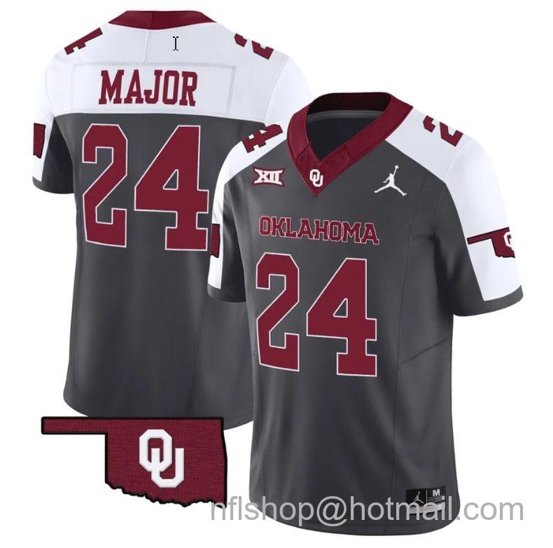 Men's Jordan Brand Marcus Major Jersey #24 Oklahoma Sooners Vapor Limited College Football Stitched Special Anthracite