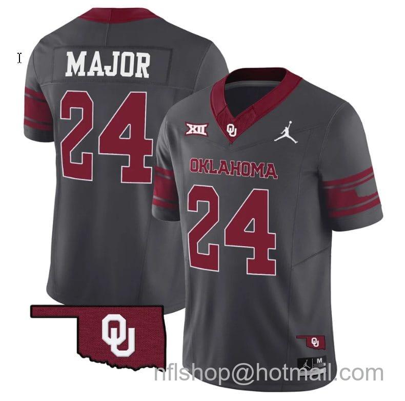 Men's Jordan Brand Marcus Major Jersey #24 Oklahoma Sooners Vapor Limited College Football Stitched Anthracite