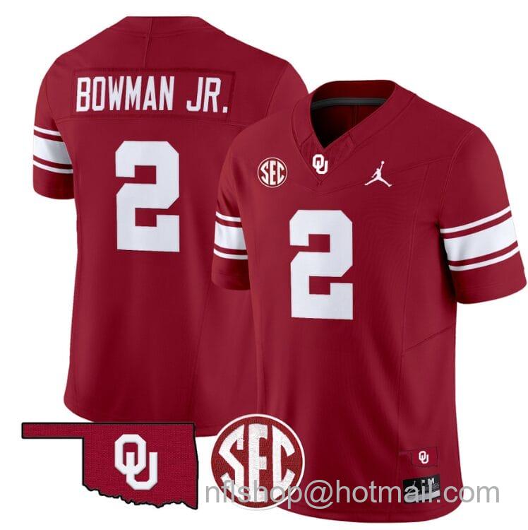 Men's Jordan Brand Billy Bowman Jr Jersey #2 Oklahoma Sooners Football Throwback Vapor Limited Stitched Crimson