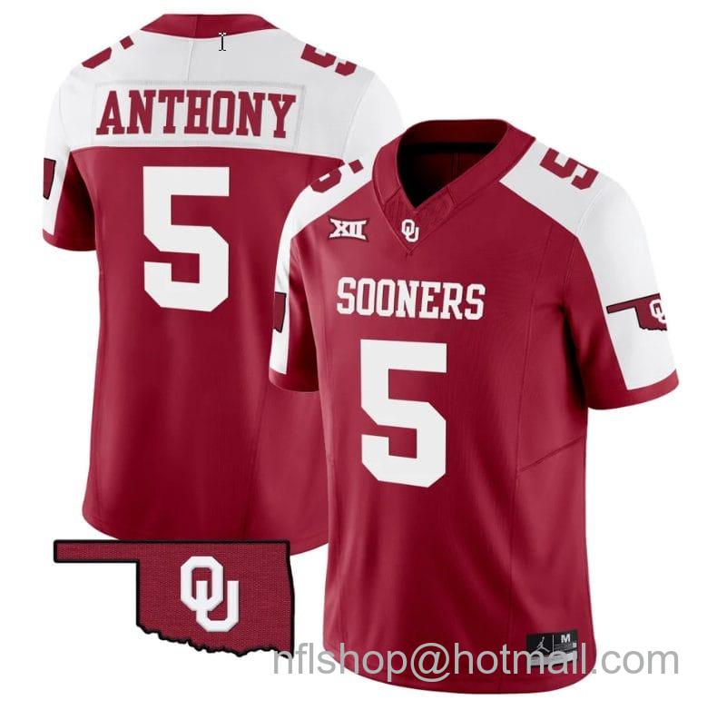 Men's Jordan Brand Andrel Anthony Jersey #5 Oklahoma Sooners Vapor Limited College Football Stitched Alternate