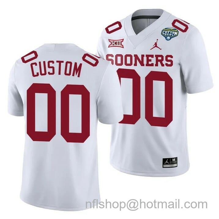 Men's Jordan Brand Custom Oklahoma Sooners Football Jersey 2020 Cotton Bowl Classic White College