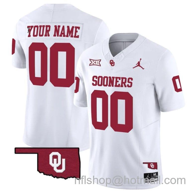 Men's Jordan Brand Custom Oklahoma Sooners Jersey Name and Number Vapor Limited College Football Stitched White