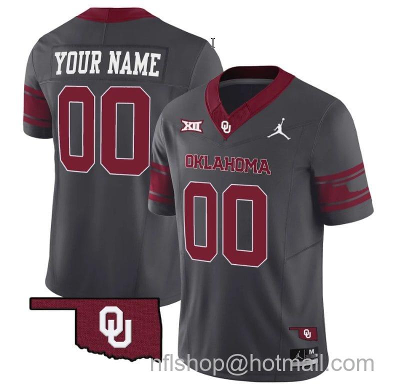 Men's Jordan Brand Custom Oklahoma Sooners Jersey Name and Number Vapor Limited College Football Stitched Anthracite