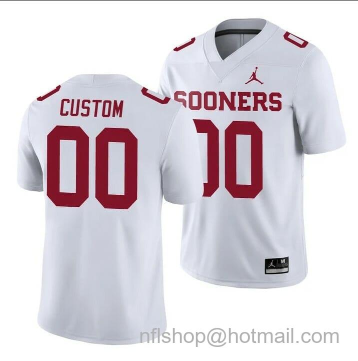 Men's Jordan Brand Custom Oklahoma Sooners Jersey White Game Football Jersey