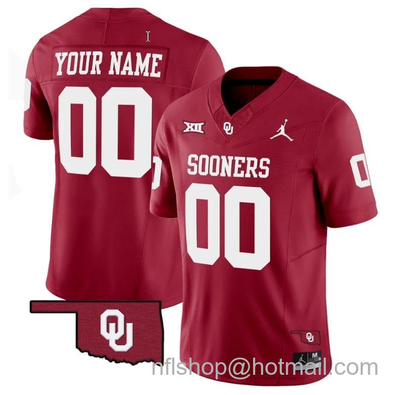 Men's Jordan Brand Custom Oklahoma Sooners Jersey Name and Number Vapor Limited College Football Stitched Red