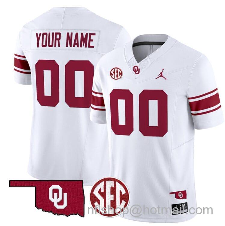 Men's Jordan Brand Custom Oklahoma Sooners Jersey Name and Number Football Throwback Vapor Limited Stitched White