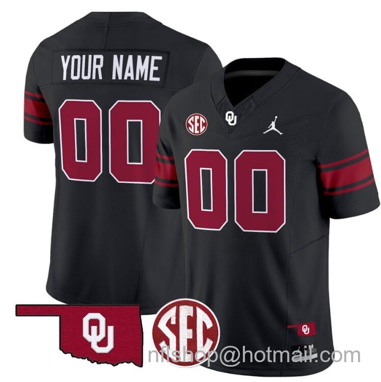 Men's Jordan Brand Custom Oklahoma Sooners Jersey Name and Number Football Throwback Vapor Limited Stitched Black