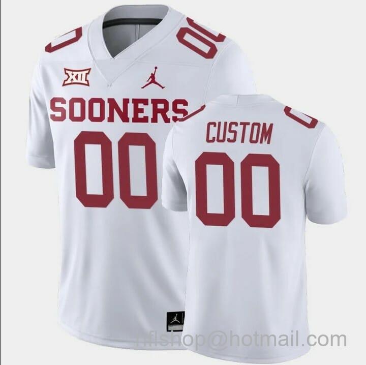 Men's Jordan Brand Custom Oklahoma Sooners Football Jersey White Away Game NCAA Football Jersey