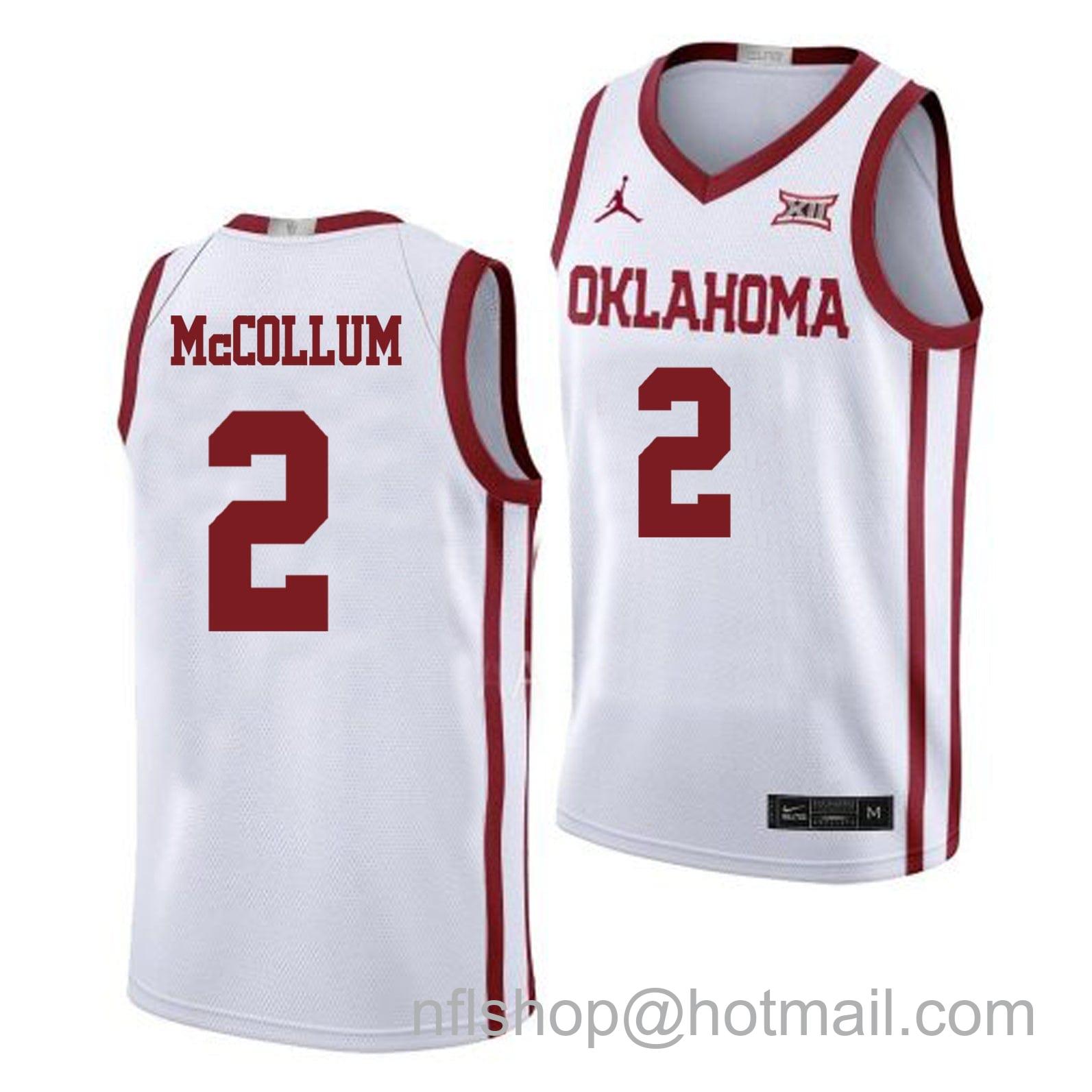 Men's Jordan Brand TJavian McCollum Jersey #2 Oklahoma Sooners College Basketball White