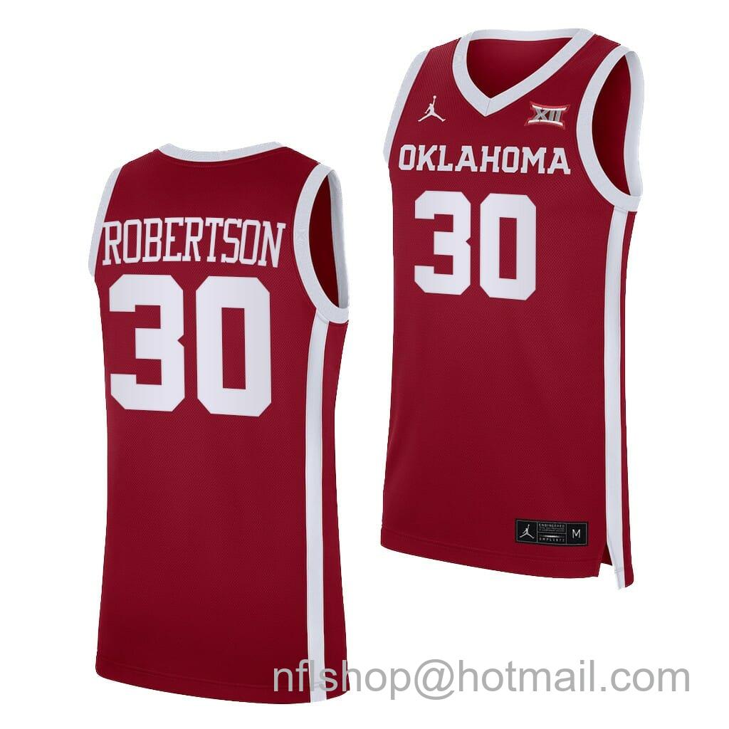 Men's Jordan Brand Taylor Robertson Jersey Oklahoma Sooners College Basketball NCAA eligibility Jersey 2023 WNBA Draft Red #30