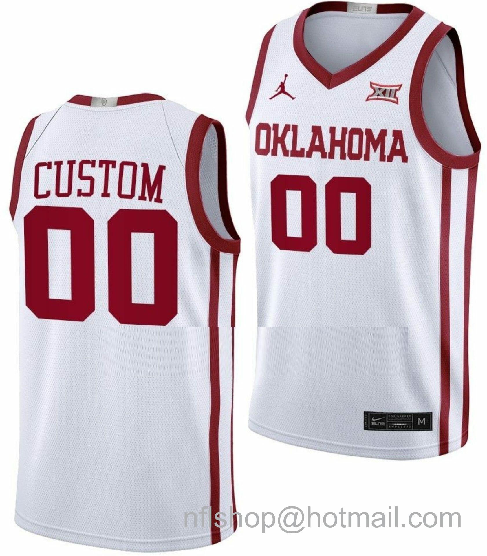 Men's Jordan Brand Custom Oklahoma Sooners Jersey Name and Number College Basketball Home White