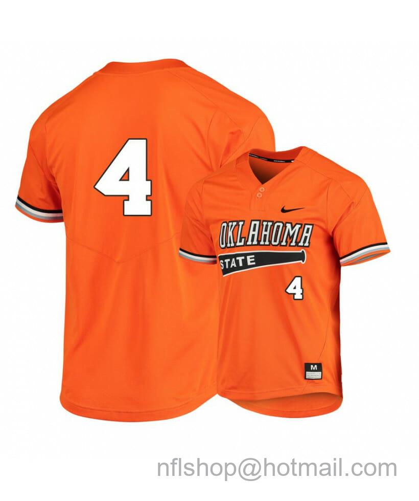 Men's Nike Oklahoma State Cowboys 4 Kaden Polcovich Orange Elite Baseball Jersey