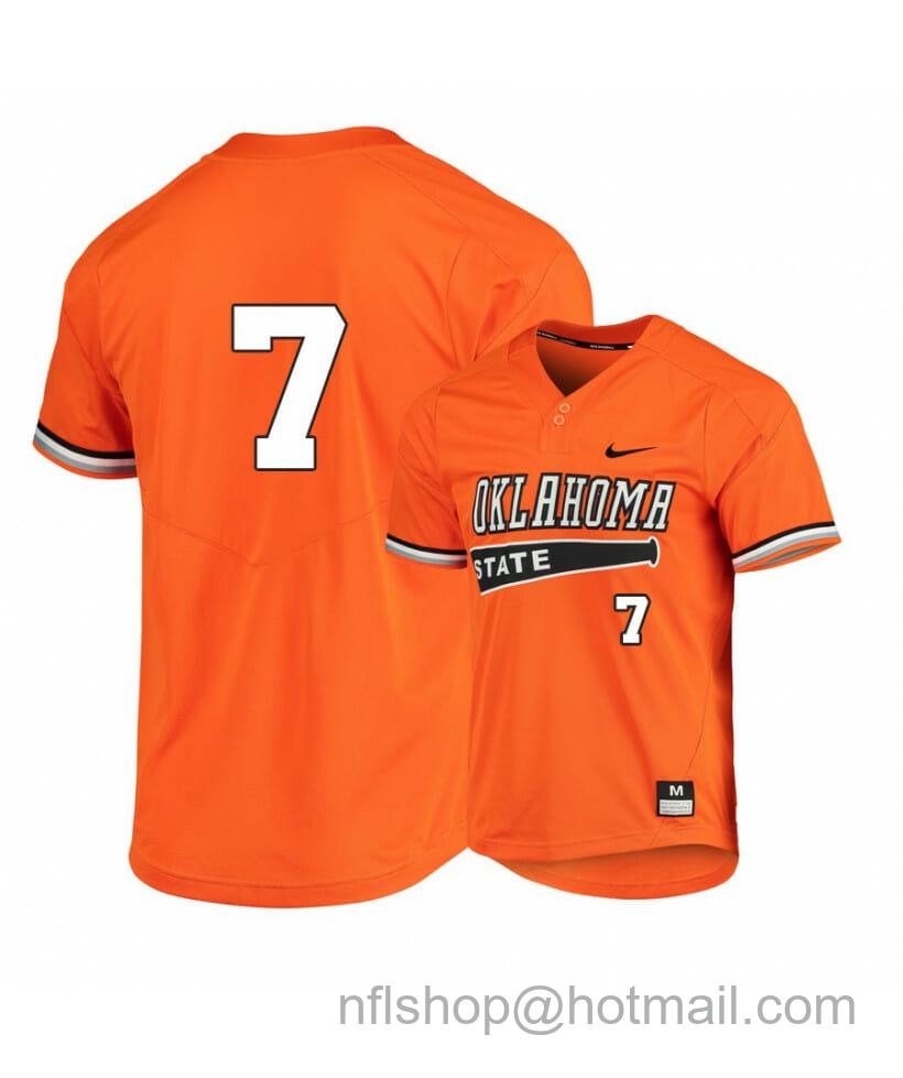 Men's Nike Oklahoma State Cowboys 7 Max Hewitt Orange Elite Baseball Jersey