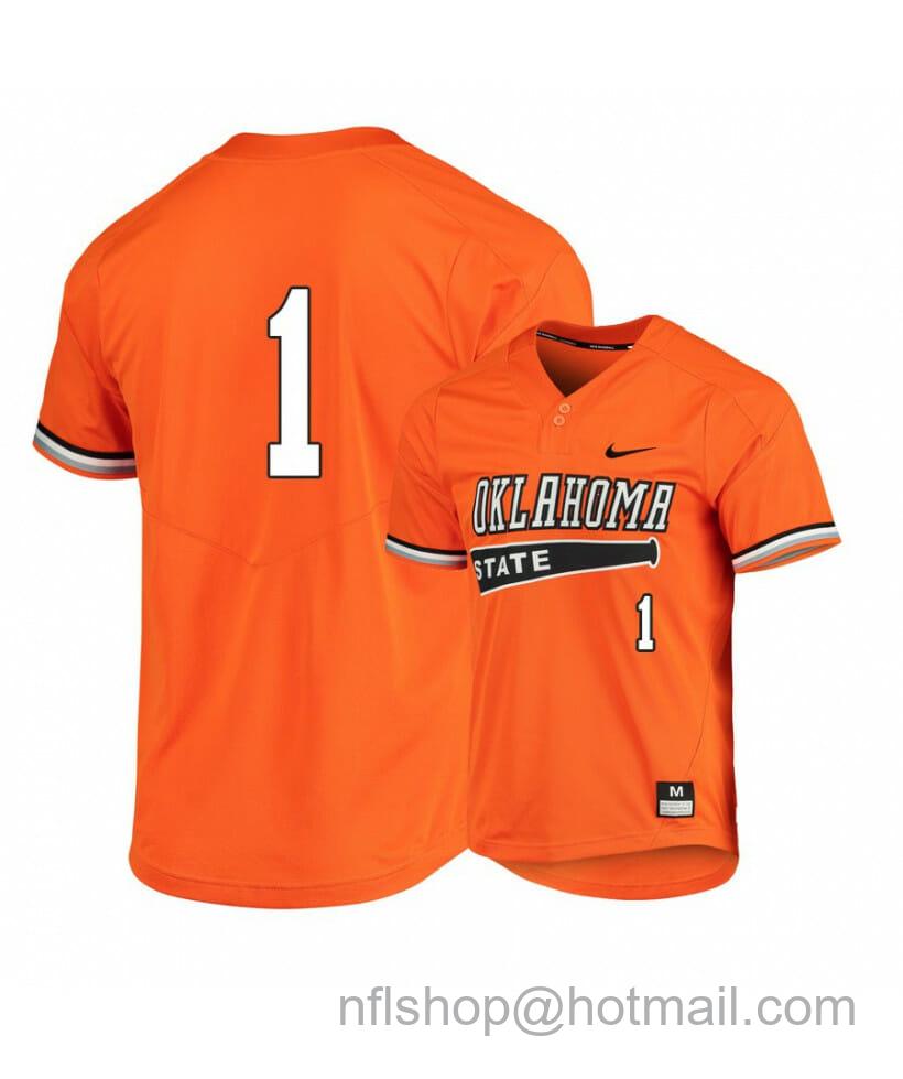 Men's Nike Oklahoma State Cowboys 1 Hueston Morrill Orange Elite Baseball Jersey