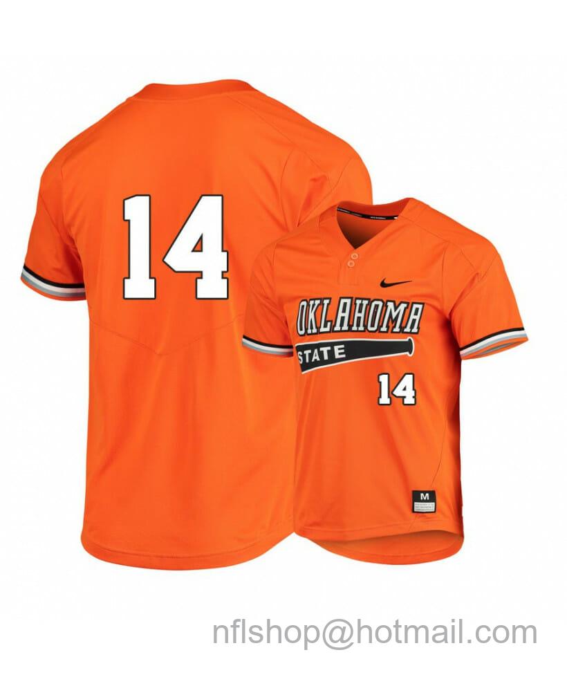 Men's Nike Oklahoma State Cowboys 14 Noah Sifrit Orange Elite Baseball Jersey