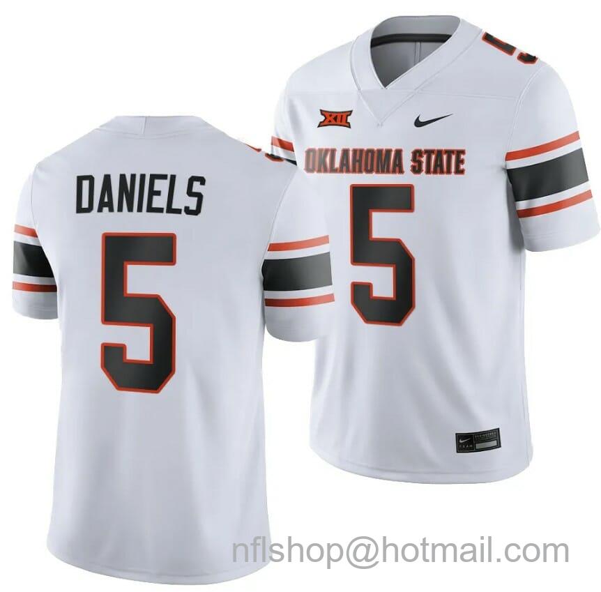 Men's Nike Oklahoma State Cowboys Kendal Daniels Jersey #5 College Football 2023 Game White