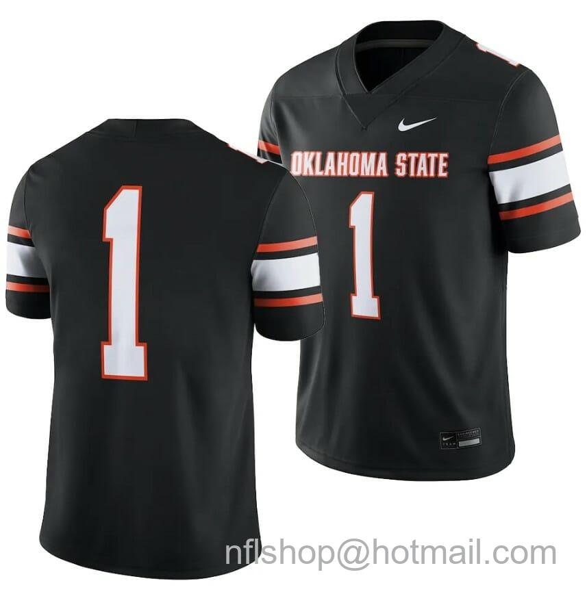 Men's Nike Oklahoma State Cowboys Jersey #1 College Football 2023 Game Black