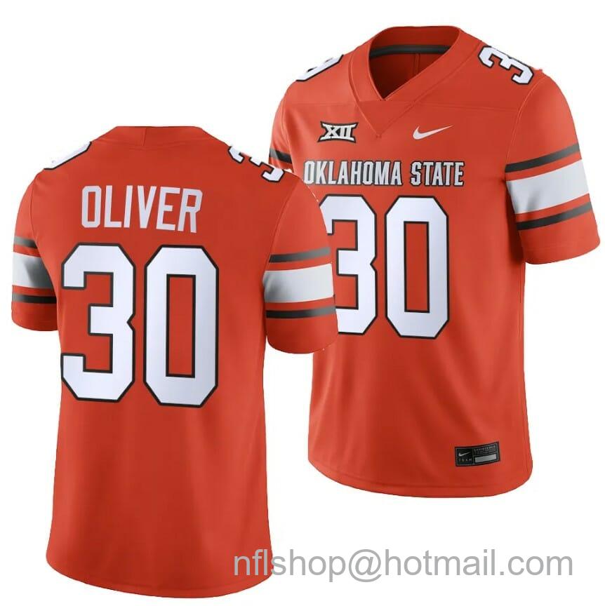 Men's Nike Oklahoma State Cowboys Collin Oliver Jersey #30 College Football 2023 Game Orange