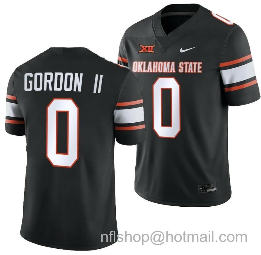 Men's Nike Oklahoma State Cowboys Ollie Gordon II Jersey #0 College Football 2023 Game Black