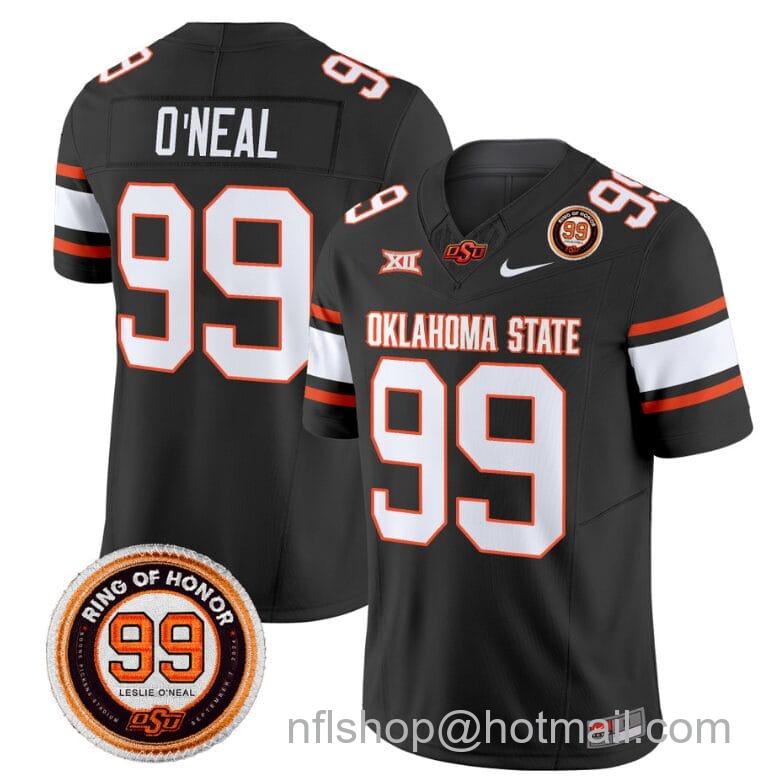 Men's Nike Leslie O'neal Jersey #99 Oklahoma State Cowboys Leslie O'neal Patch Vapor Limited College Football Stitched Black