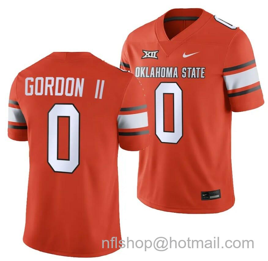 Men's Nike Oklahoma State Cowboys Ollie Gordon II Jersey #0 College Football 2023 Game Orange