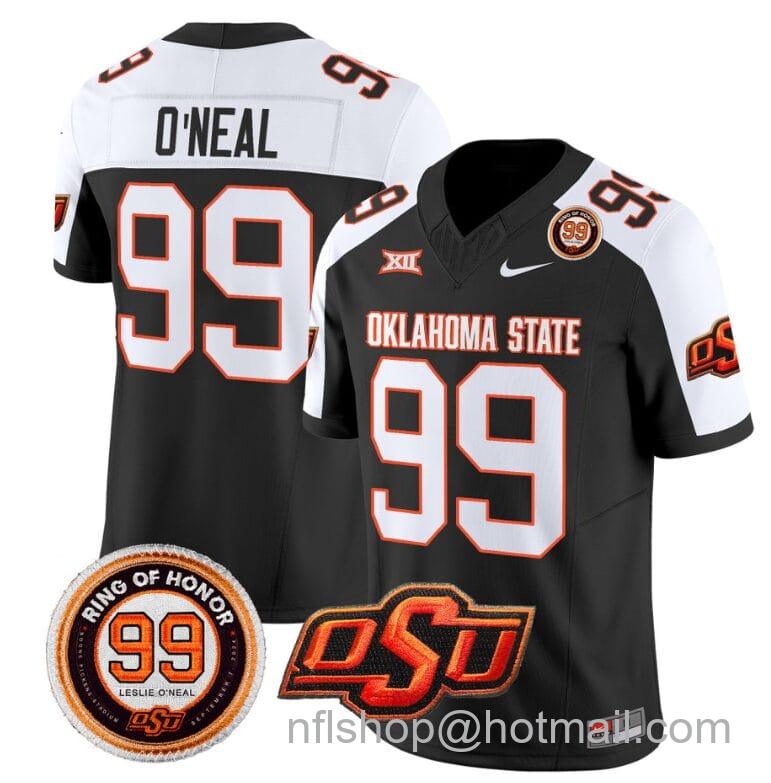 Men's Nike Leslie O'neal Jersey #99 Oklahoma State Cowboys Leslie O'neal Patch Vapor Limited College Football Stitched Black Alternate