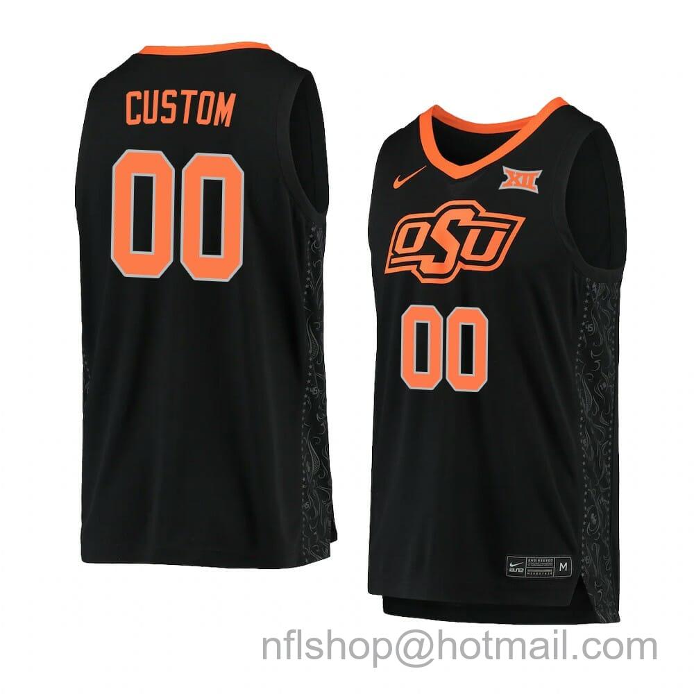 Men's Nike Custom Oklahoma State Cowboys Jersey Basketball College Name and Number Replica Black