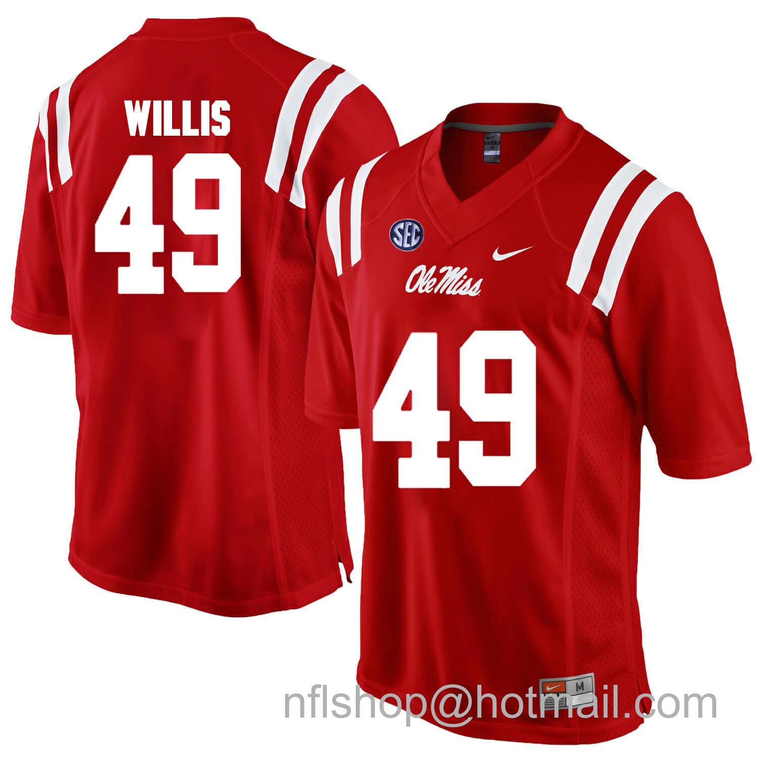 Men's Nike Ole Miss Rebels #49 Patrick Willis NCAA College Football Jersey Red