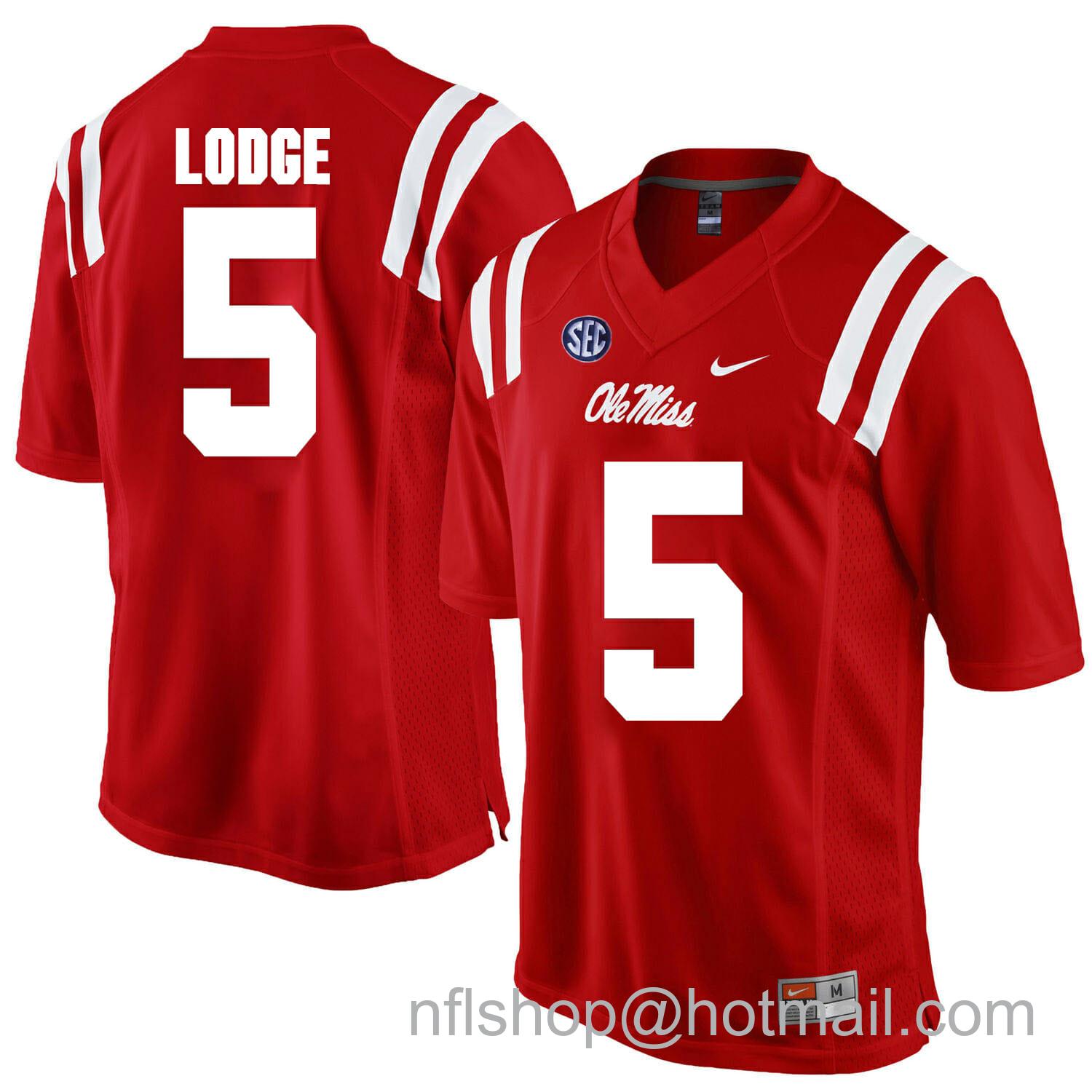 Men's Nike Ole Miss Rebels #5 DaMarkus Lodge NCAA College Football Jersey Red