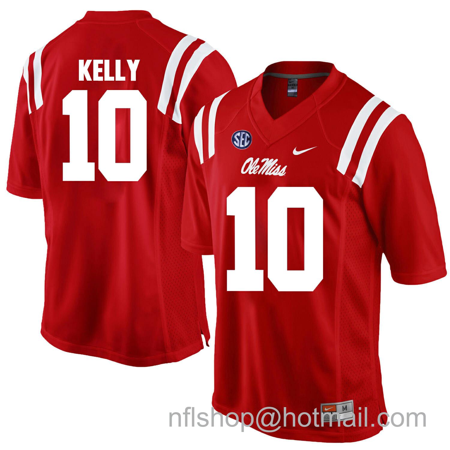 Men's Nike Ole Miss Rebels #10 Chad Kelly NCAA College Football Jersey Red