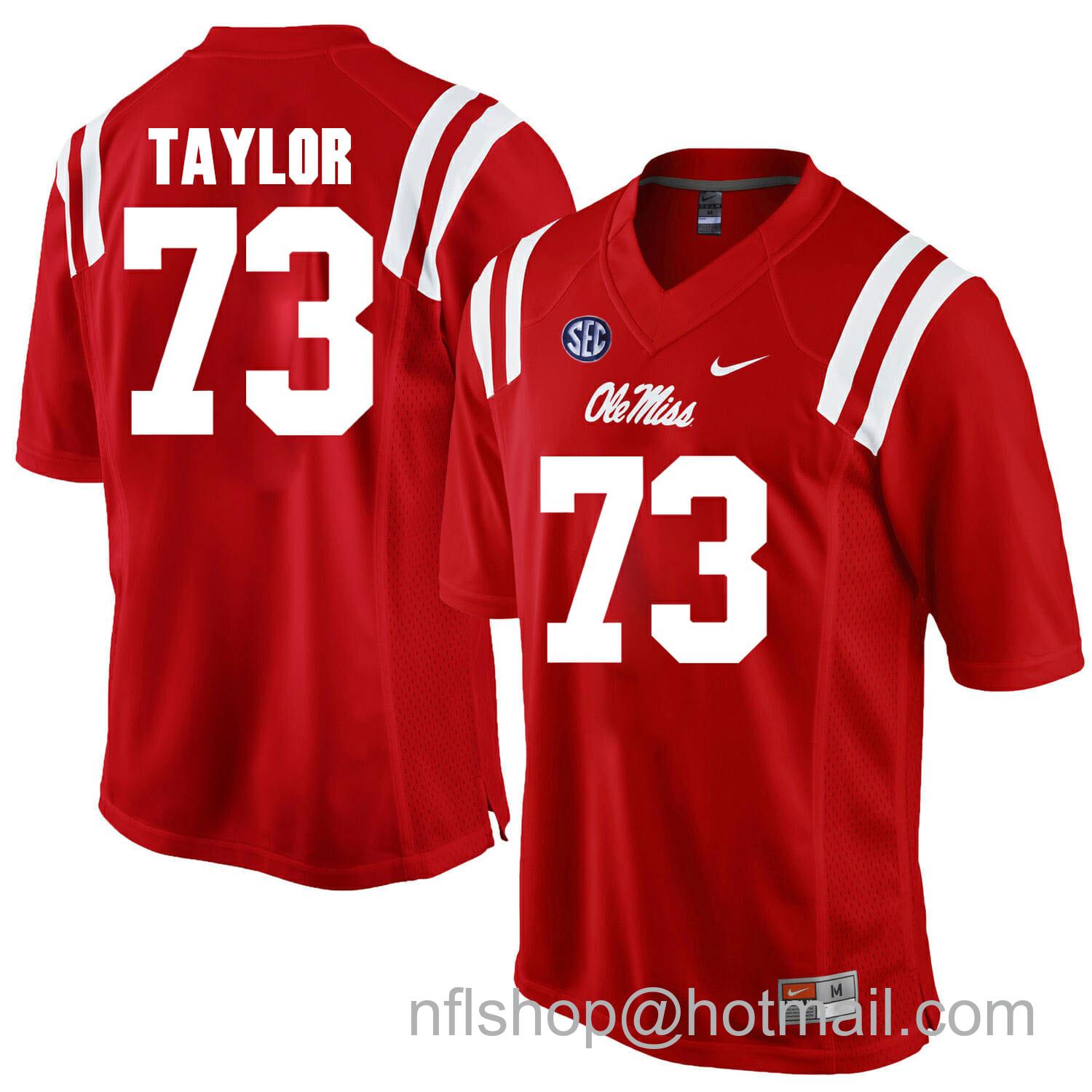 Men's Nike Ole Miss Rebels #73 Rod Taylor NCAA College Football Jersey Red