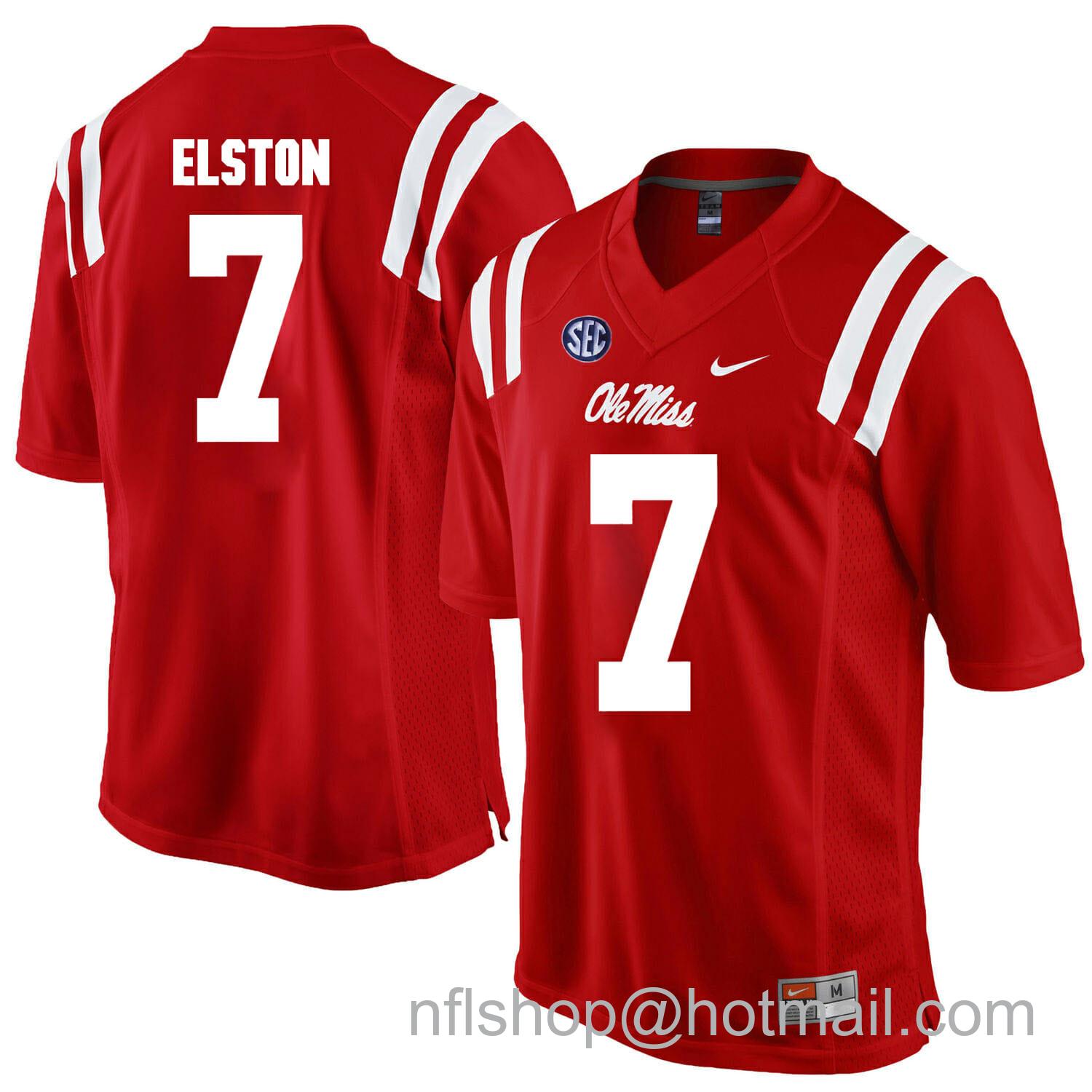 Men's Nike Ole Miss Rebels #7 Trae Elston NCAA College Football Jersey Red