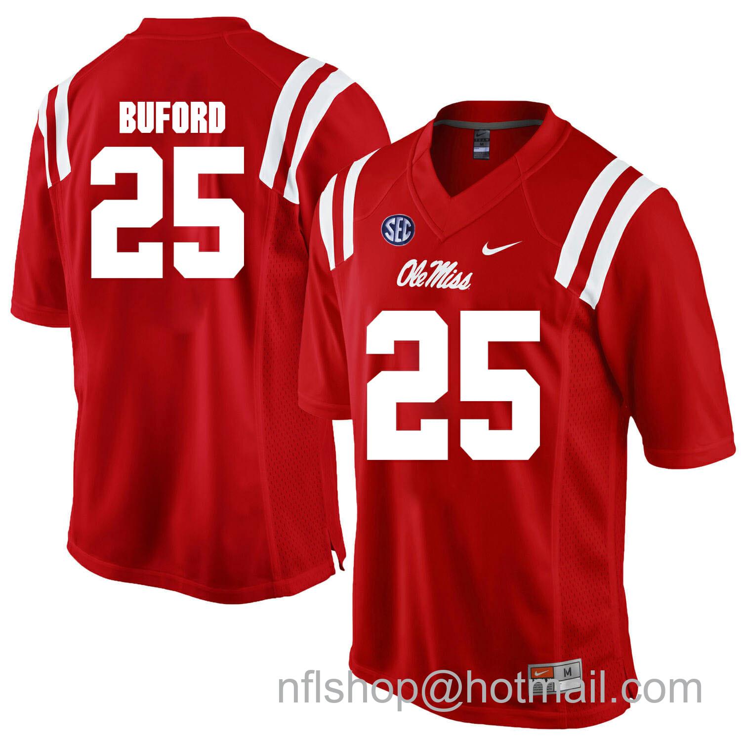 Men's Nike Ole Miss Rebels #25 D.K. Buford NCAA College Football Jersey Red