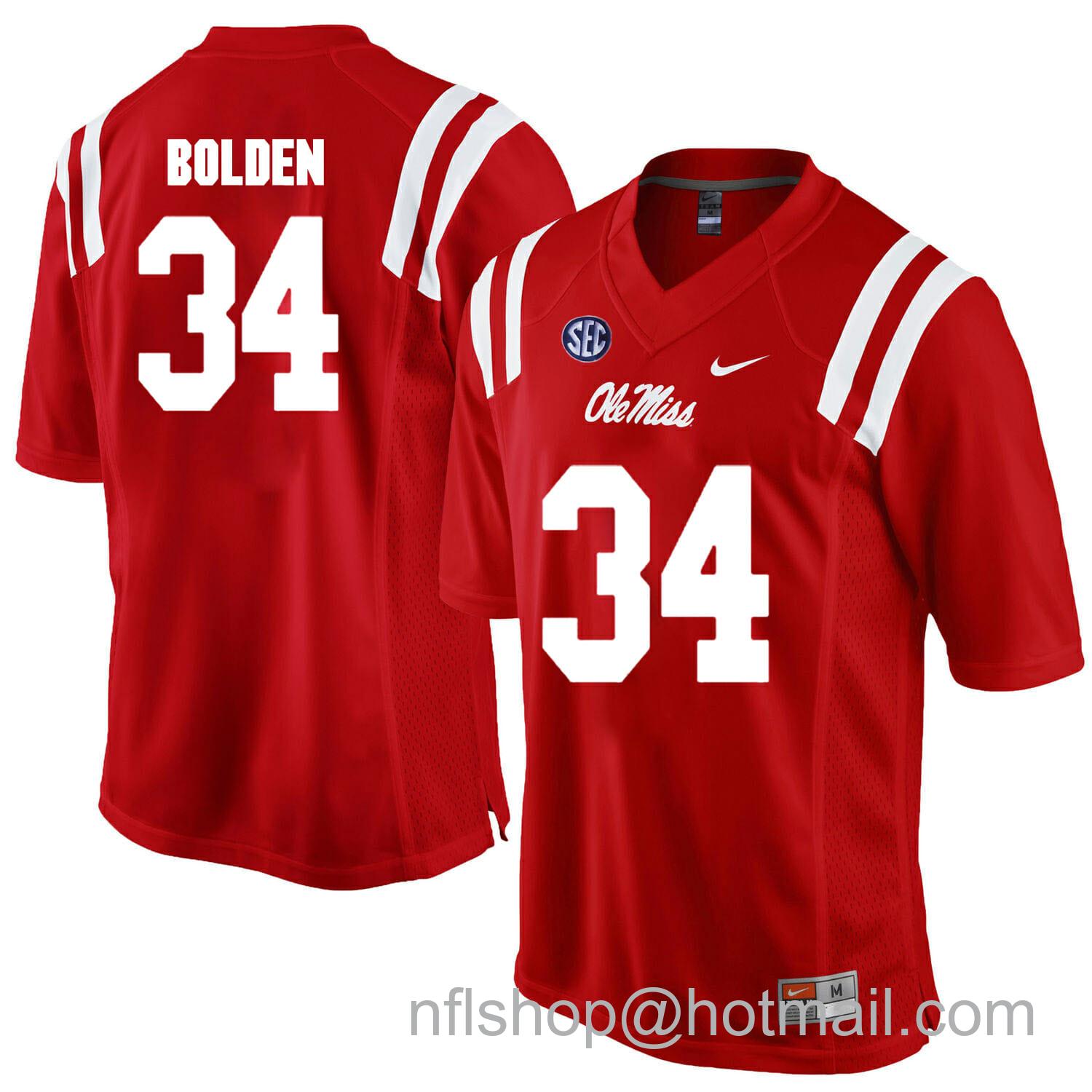 Men's Nike Ole Miss Rebels # 34 Brandon Bolden NCAA Football Jersey