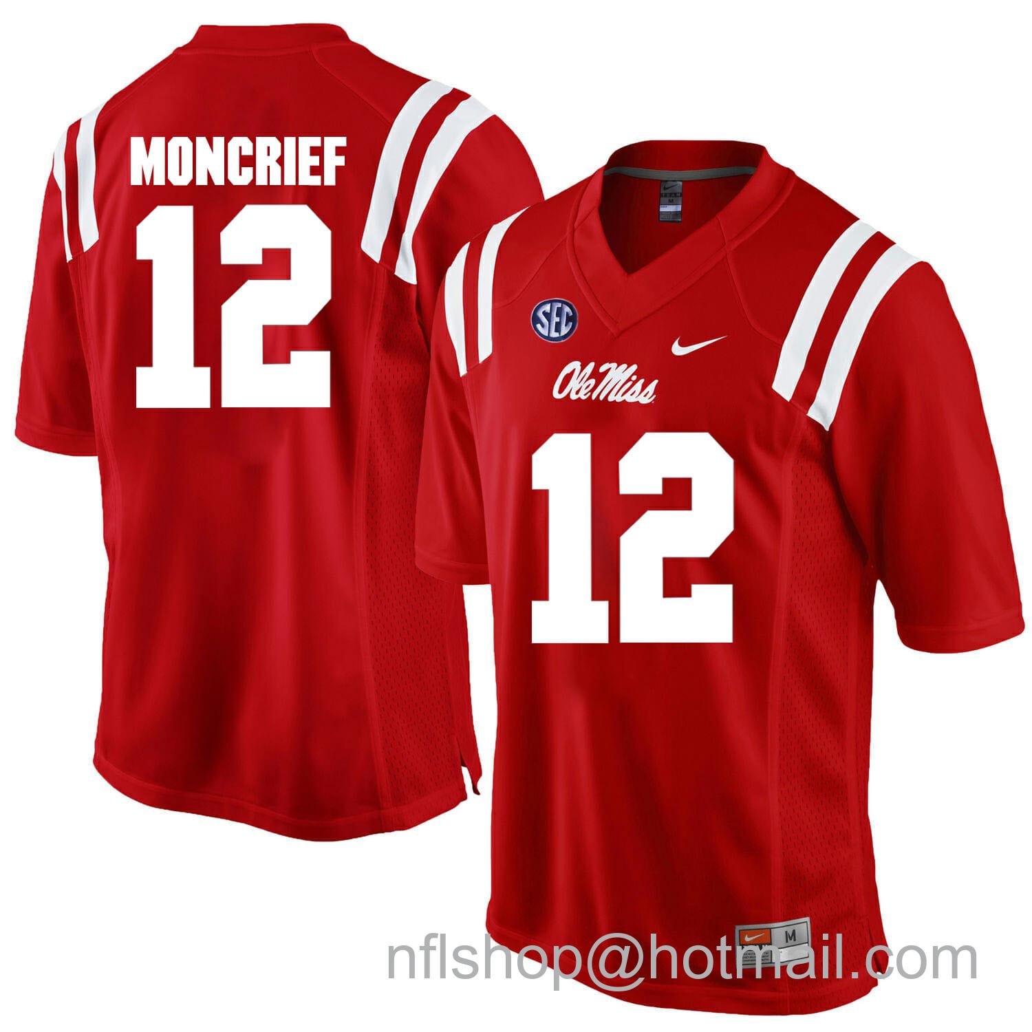 Men's Nike Ole Miss Rebels #12 Donte Moncrief NCAA College Football Jersey Red