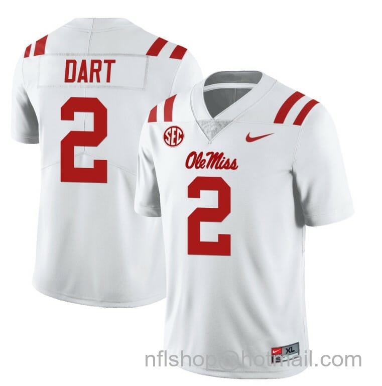 Men's Nike Ole Miss Rebels Jaxson Dart Jersey #2 College Football All Stitched White