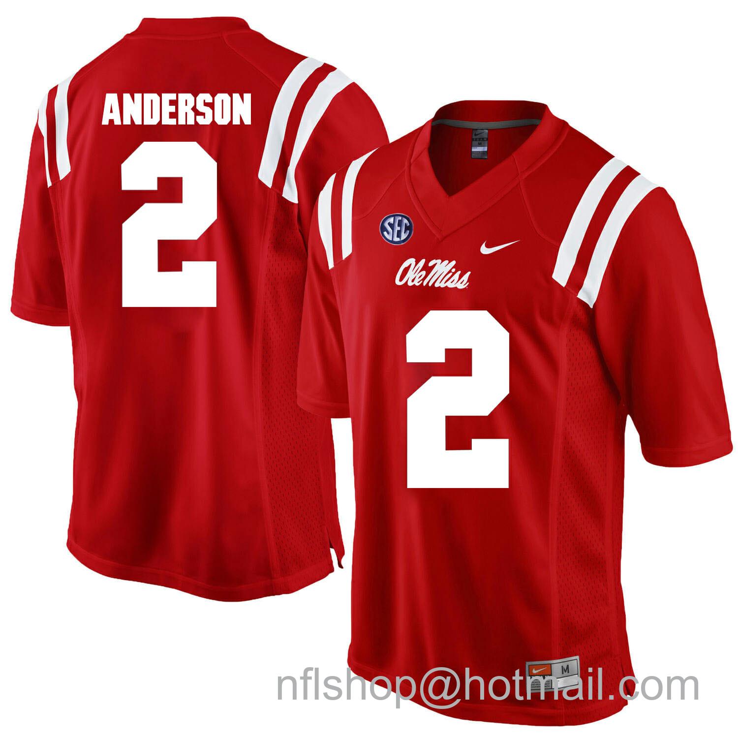 Men's Nike Ole Miss Rebels #2 Deontay Anderson NCAA College Football Jersey Red