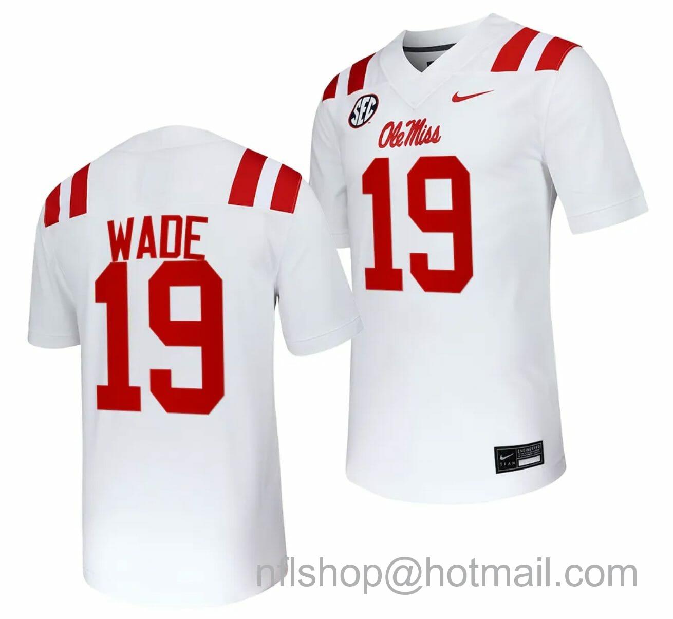 Men's Nike Ole Miss Rebels Dayton Wade Jersey #19 Untouchable College Football 2023 White