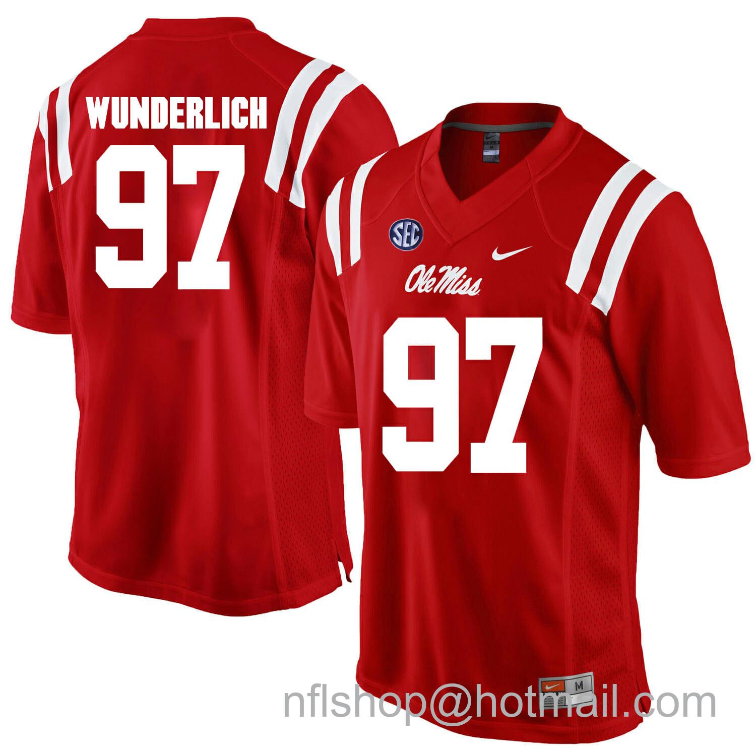 Men's Nike Ole Miss Rebels #97 Gary Wunderlich NCAA College Football Jersey Red